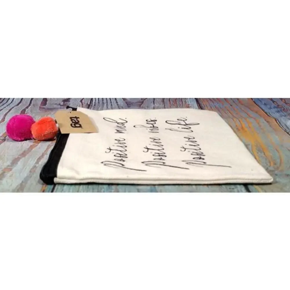 Positive Zip Pouch with Pom‎ Pom Accent